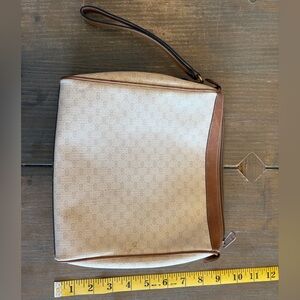vintage Gucci Cream and Brown Cosmetic Bag